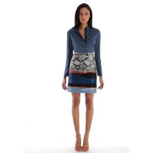 Elie Tahari Multicolor Abstract Snakeskin Mini Skirt Size 8